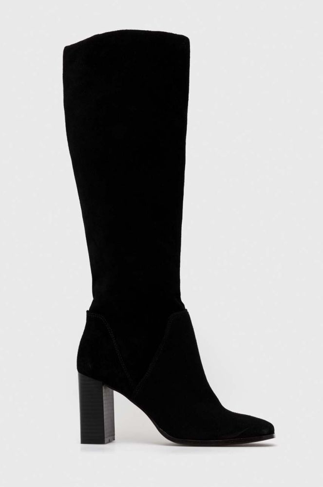 Замшеві чоботи Medicine жіночі колір чорний каблук блок