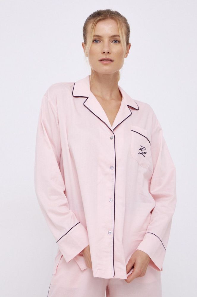 Karl Lagerfeld Піжамна сорочка колір рожевий