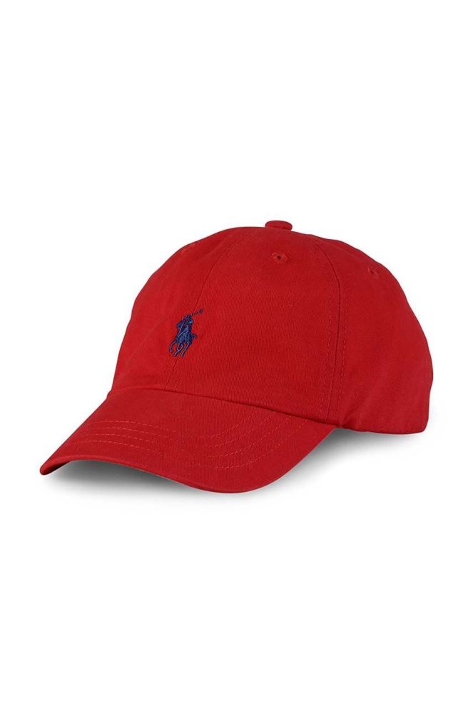 Дитяча Бавовняна кепка Polo Ralph Lauren колір червоний однотонна (2079350)