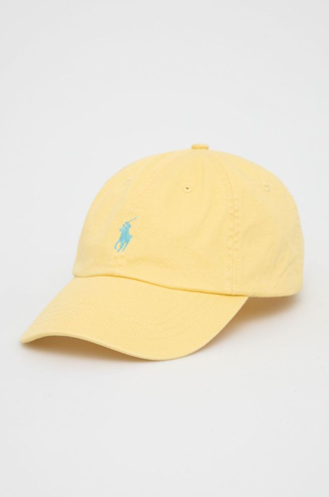 Бавовняна кепка Polo Ralph Lauren колір жовтий гладка