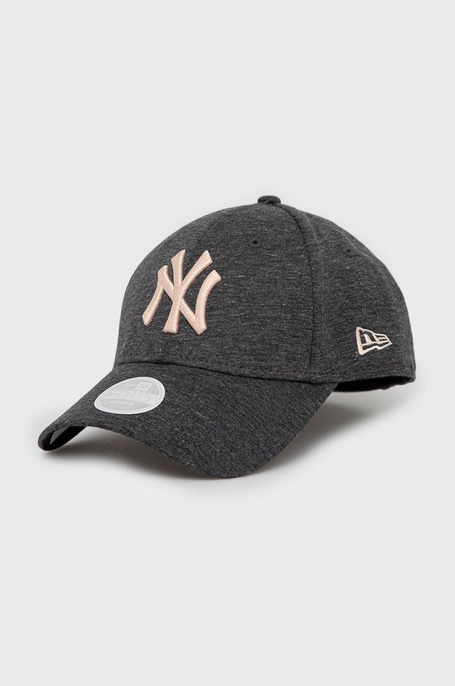 Бавовняна кепка New Era колір сірий з аплікацією