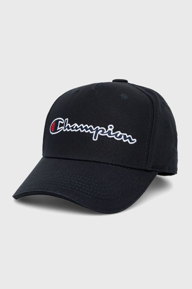 Бавовняна кепка Champion 805550 колір чорний з аплікацією 805550-BS538
