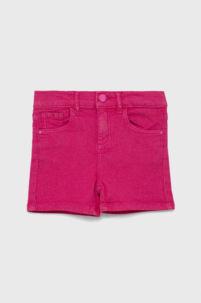 Дитячі джинсові шорти Guess колір рожевий гладке регульована талія