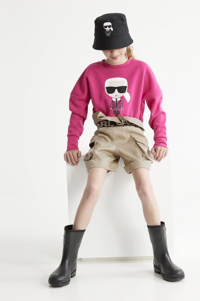 Дитячі шорти Karl Lagerfeld колір бежевий візерунок