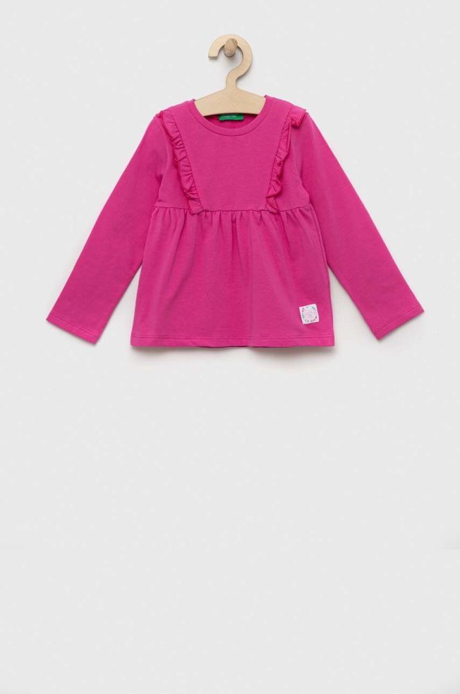 Дитяча блузка United Colors of Benetton колір фіолетовий однотонна