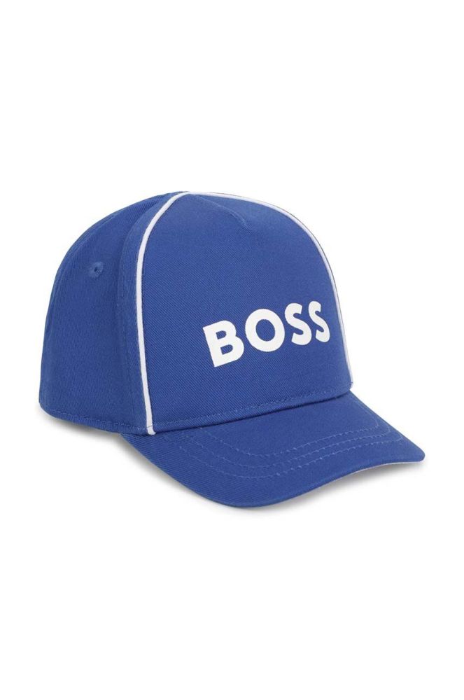 Дитяча бавовняна шапка BOSS з аплікацією колір блакитний (3061353)