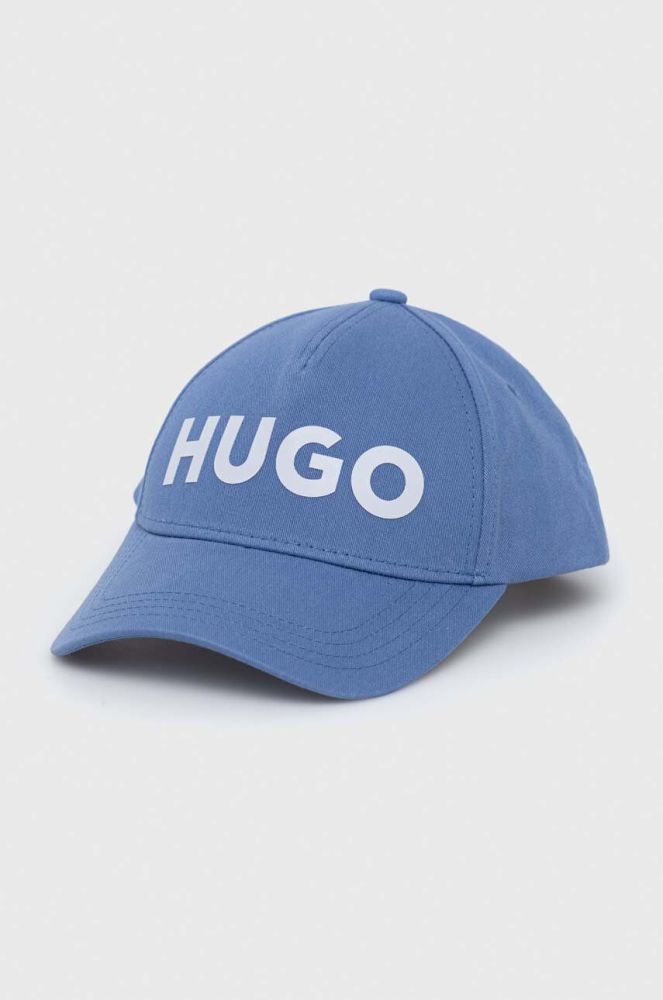 Бавовняна бейсболка HUGO з аплікацією колір блакитний (3077464)