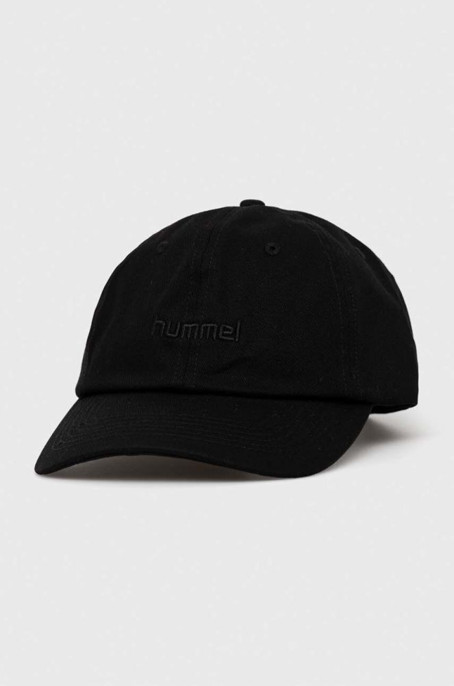 Бавовняна бейсболка Hummel колір чорний однотонна