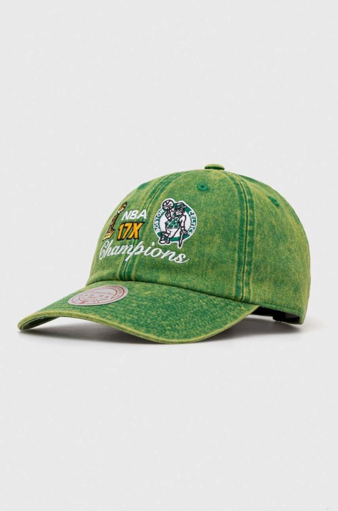 Бавовняна бейсболка Mitchell&Ness Boston Celtics колір зелений з аплікацією
