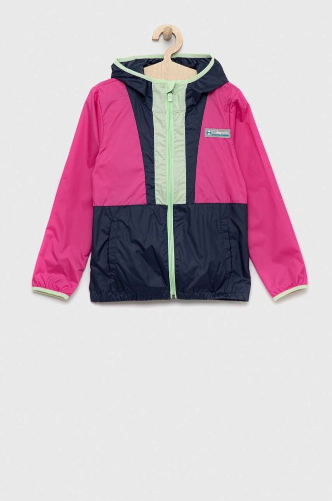 Дитяча куртка Columbia Back Bowl Hooded Windbreaker колір рожевий