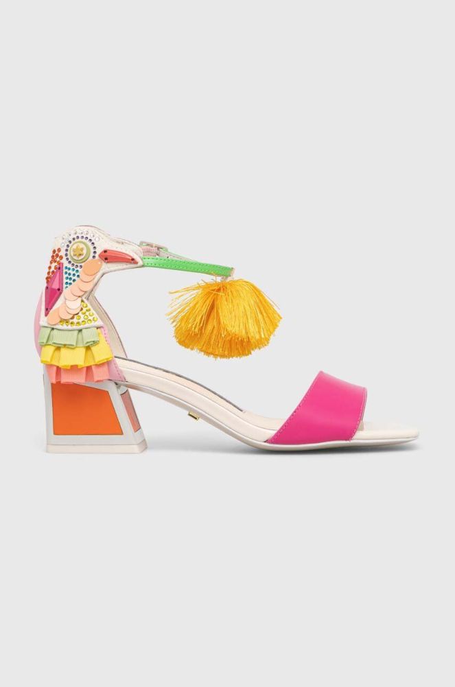 Шкіряні сандалі Kat Maconie Kay жіночі каблук блок колір барвистий