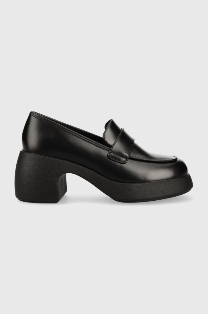 Шкіряні туфлі Camper Thelma колір чорний каблук блок
