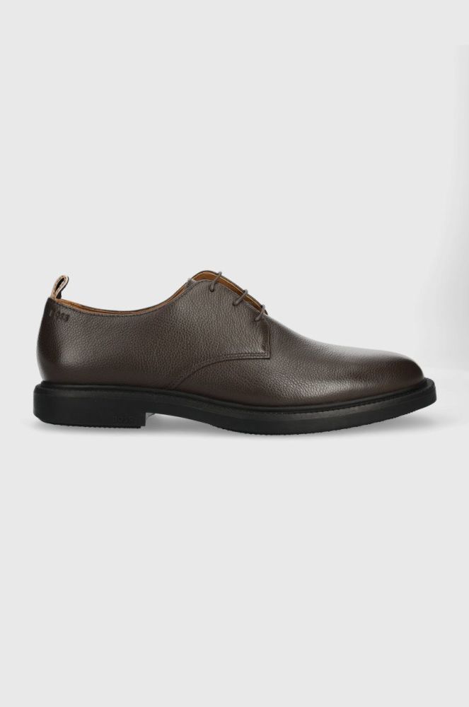 Шкіряні туфлі BOSS Larry чоловічі колір коричневий 50487685