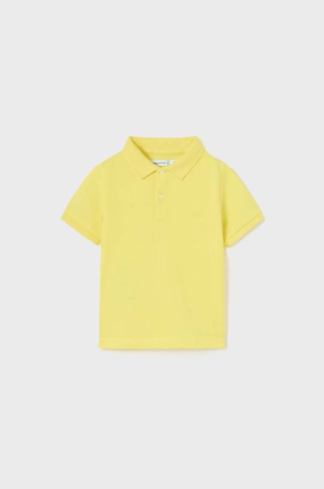 Дитяча бавовняна футболка поло Mayoral колір жовтий однотонний