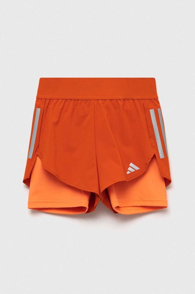 Дитячі шорти adidas G RUN 2in1 SHO колір помаранчевий з принтом регульована талія