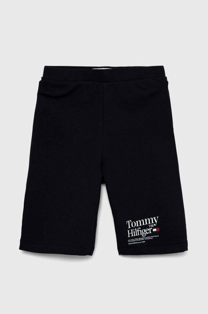 Дитячі шорти Tommy Hilfiger Колір чорний однотонні колір чорний