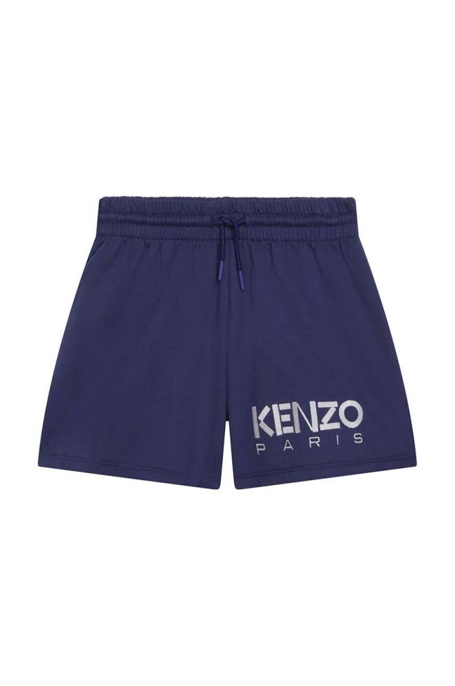Дитячі бавовняні шорти Kenzo Kids з аплікацією регульована талія колір блакитний