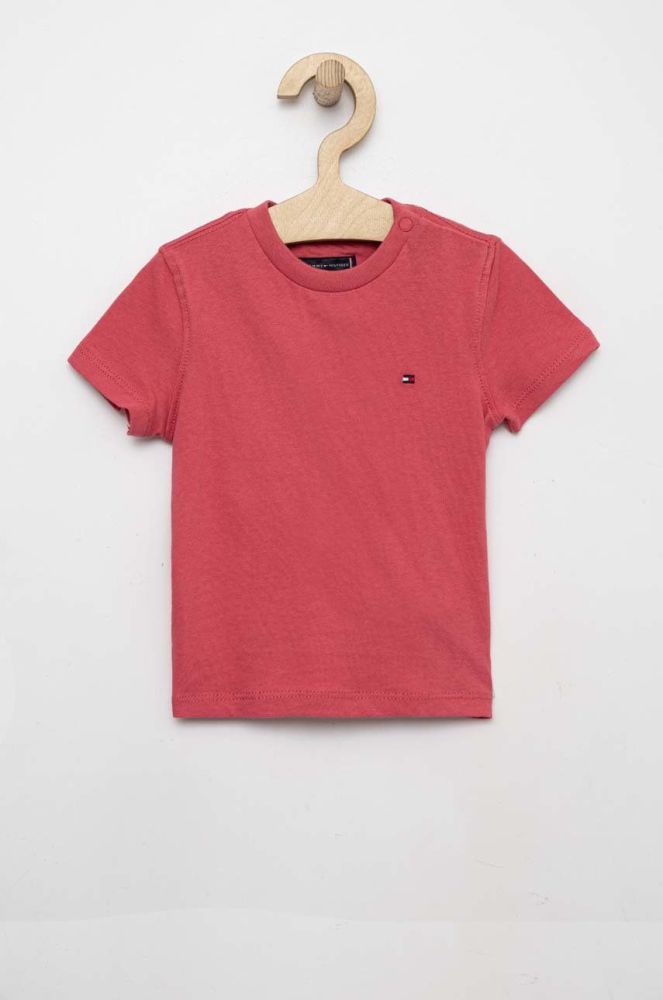 Дитяча бавовняна футболка Tommy Hilfiger колір рожевий однотонний
