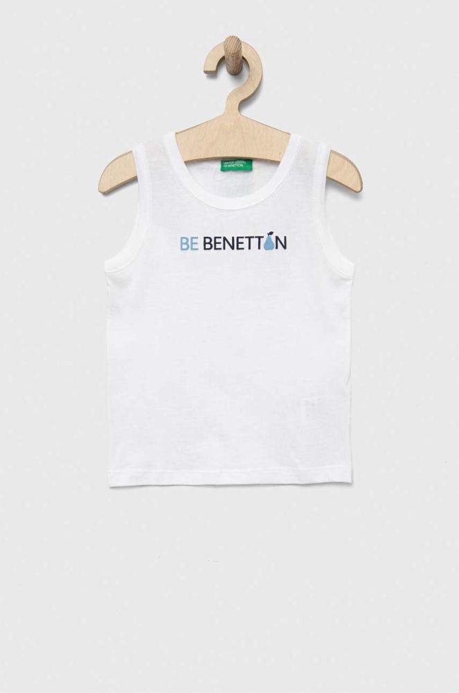 Дитяча бавовняна футболка United Colors of Benetton колір білий з принтом (3275632)