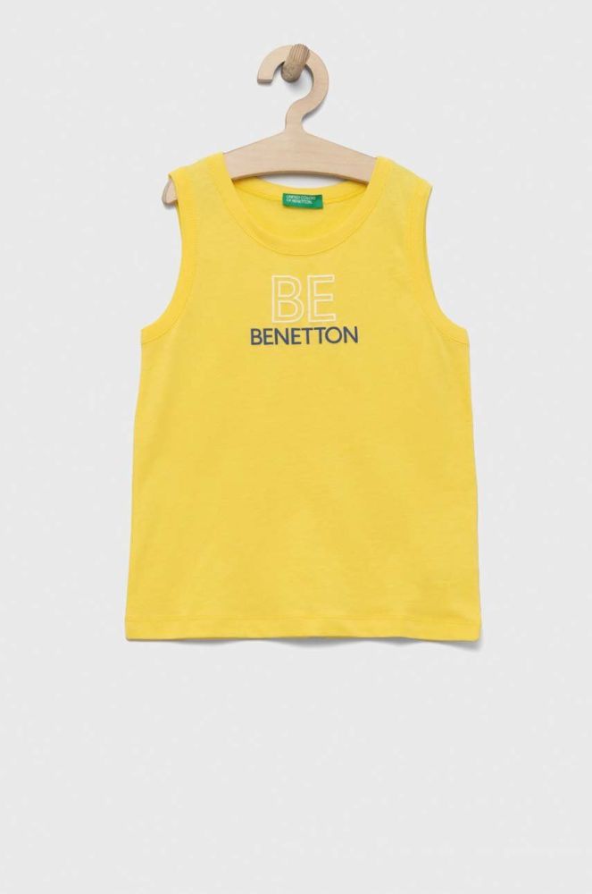 Дитяча бавовняна футболка United Colors of Benetton колір жовтий з принтом (3275642)