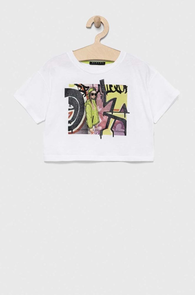 Дитяча бавовняна футболка Sisley колір білий (3091538)