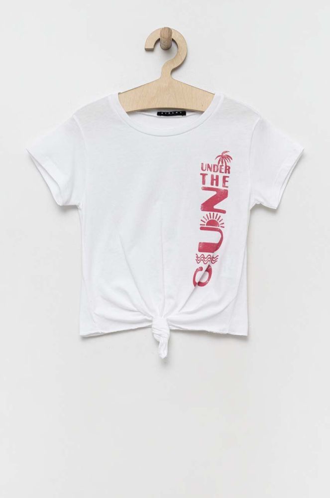 Дитяча бавовняна футболка Sisley колір білий (3249021)