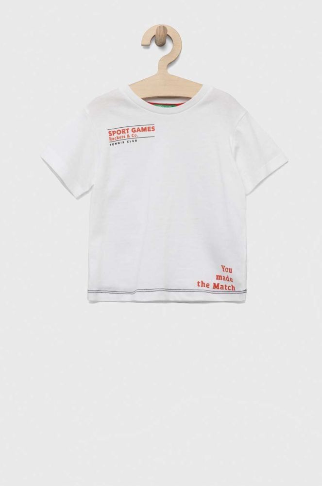 Дитяча бавовняна футболка United Colors of Benetton колір білий з принтом (3239404)