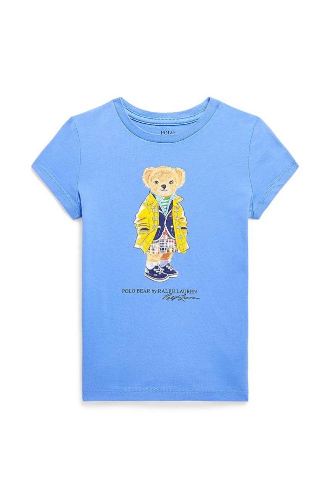 Дитяча бавовняна футболка Polo Ralph Lauren з принтом колір блакитний (3023939)