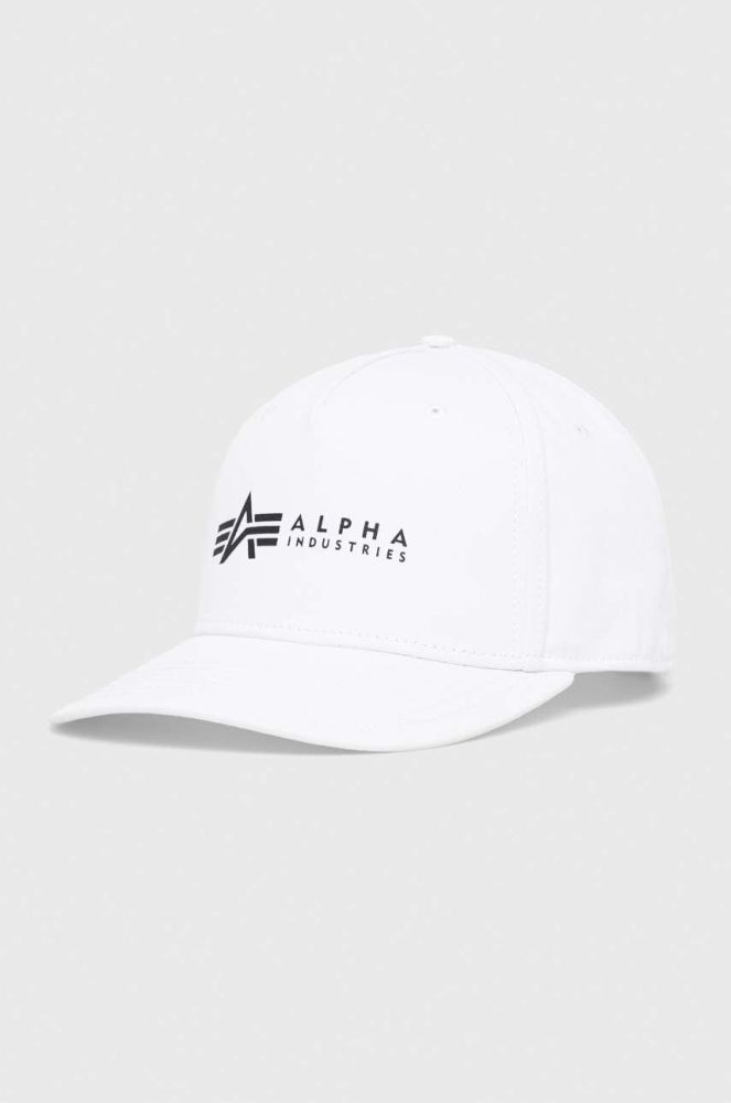 Бавовняна кепка Alpha Industries колір білий з принтом 126912.09-White