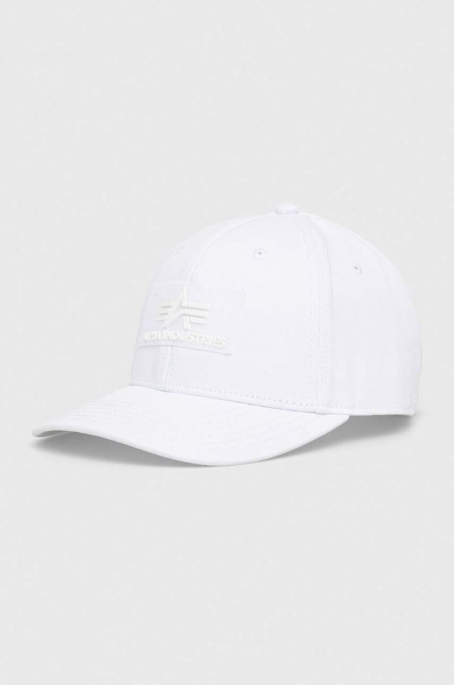 Бавовняна кепка Alpha Industries колір білий з аплікацією 168903.09-White
