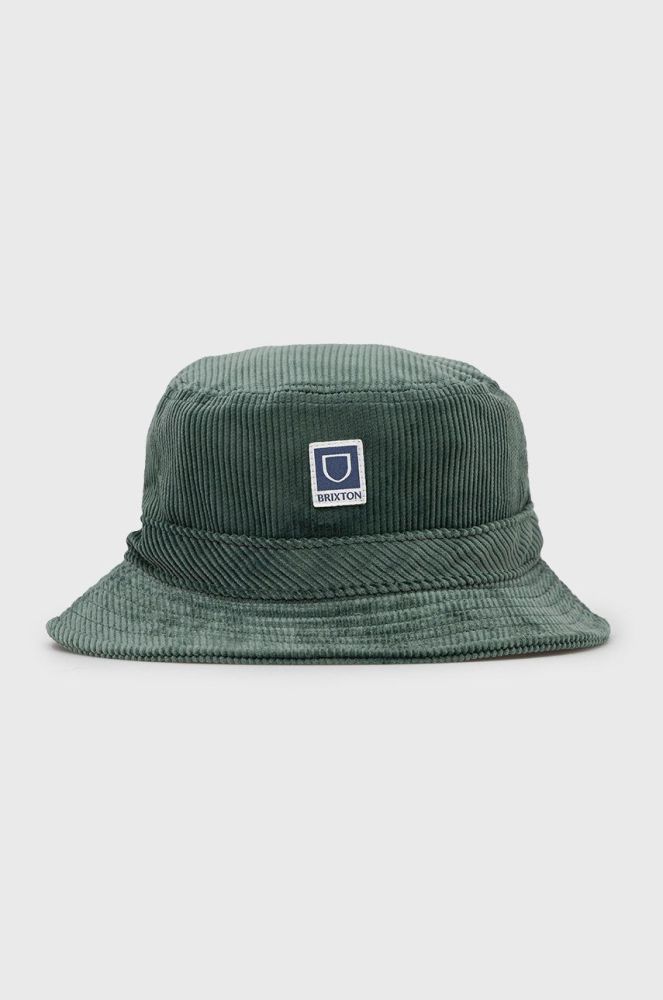 Вельветовий капелюх Brixton колір зелений з бавовни