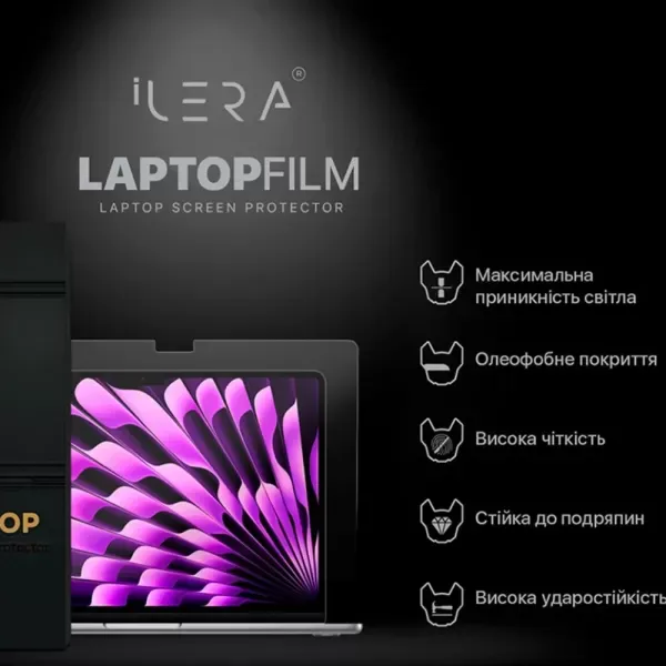 Захисна плівка iLera Screen Protector Transparent для MacBook Pro 16” M5 | M4 | M3 | M2 | M1 (2021-2026) (ILMBPR16) фото 2