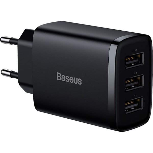 Мережевий зарядний пристрій Baseus Compact Charger 3U 17W 3USB Black (CCXJ020101)