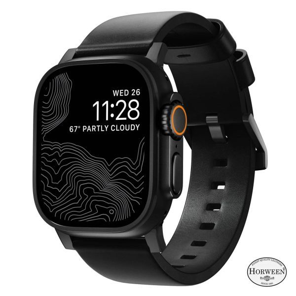 Шкіряний ремінець Nomad Modern Band Horween Leather Black / Black Hardware (NM1A41BM00) для Apple Watch 49мм | 46мм | 45мм | 44мм