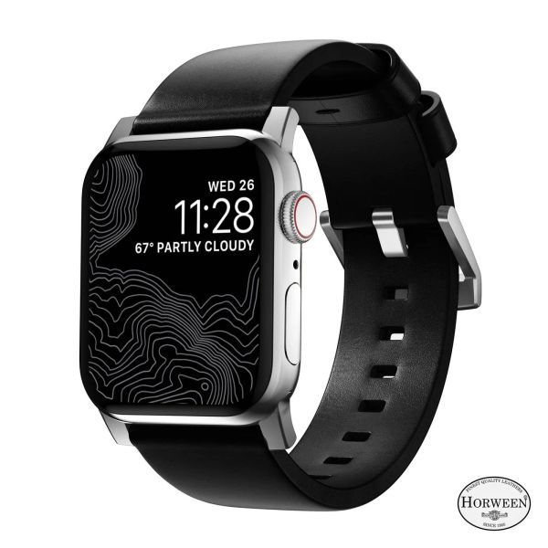 Шкіряний ремінець Nomad Modern Band Horween Leather Black / Silver Hardware (NM1A41SM00) для Apple Watch 49мм | 46мм | 45мм | 44мм фото 2