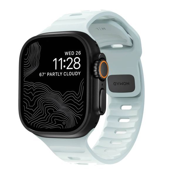 Спортивний ремінець, що світиться в темряві Nomad Sport Band Icy Blue Glow для Apple Watch 49мм | 46мм | 45мм | 44мм (NM01123385)