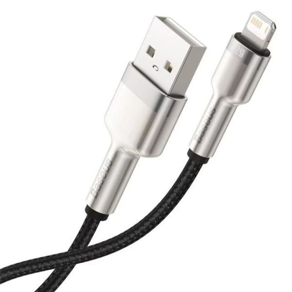 Кабель Baseus Cafule Metal USB-A to Lightning 1m Black (CALJK-A01) фото 2