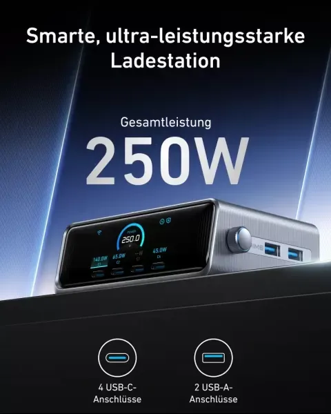 Швидка зарядка Anker Prime Charger 250W, 6 Ports, GaNPrime (A2345341) фото 2