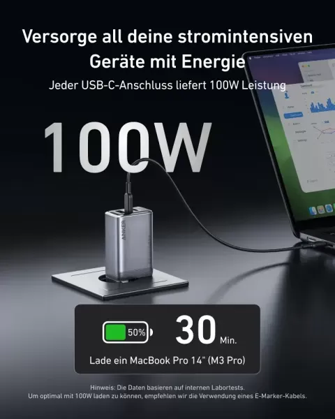 Швидка зарядка Anker Prime Charger 100W, 3 Ports, GaN (A2688341) фото 3
