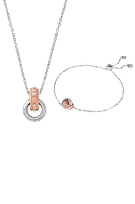 Кольє та браслет Michael Kors колір срібний