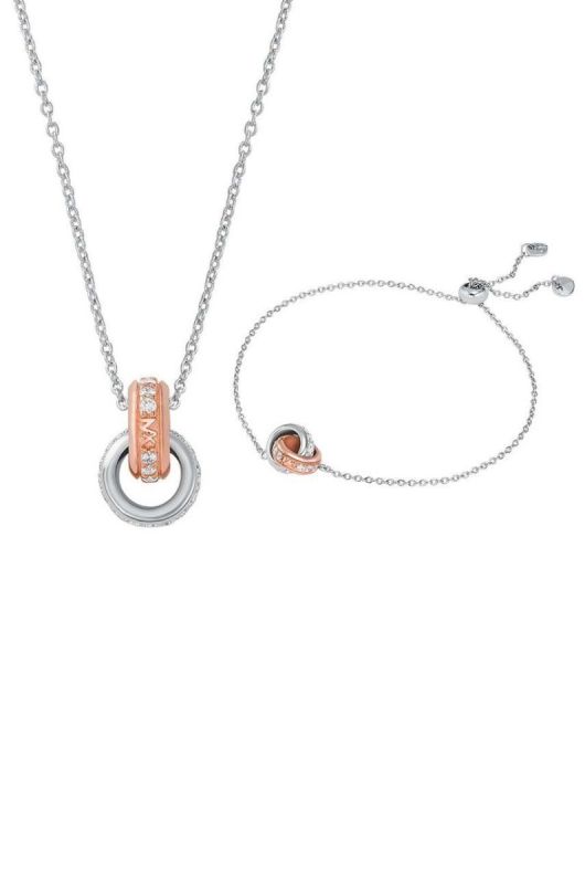 Кольє та браслет Michael Kors колір срібний