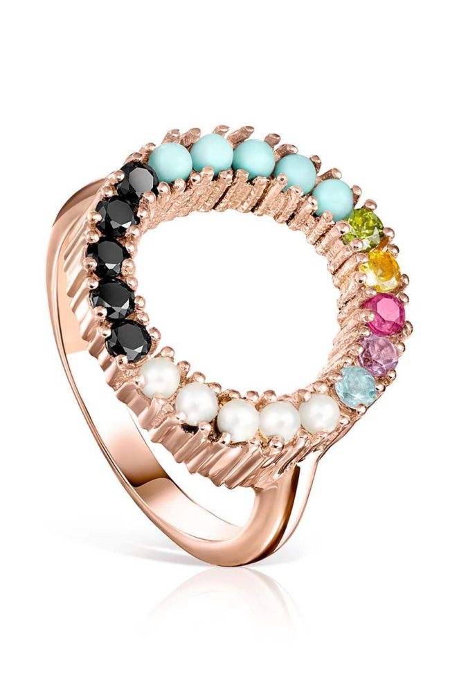 Срібний перстень з позолотою Tous колір рожевий (3433775)