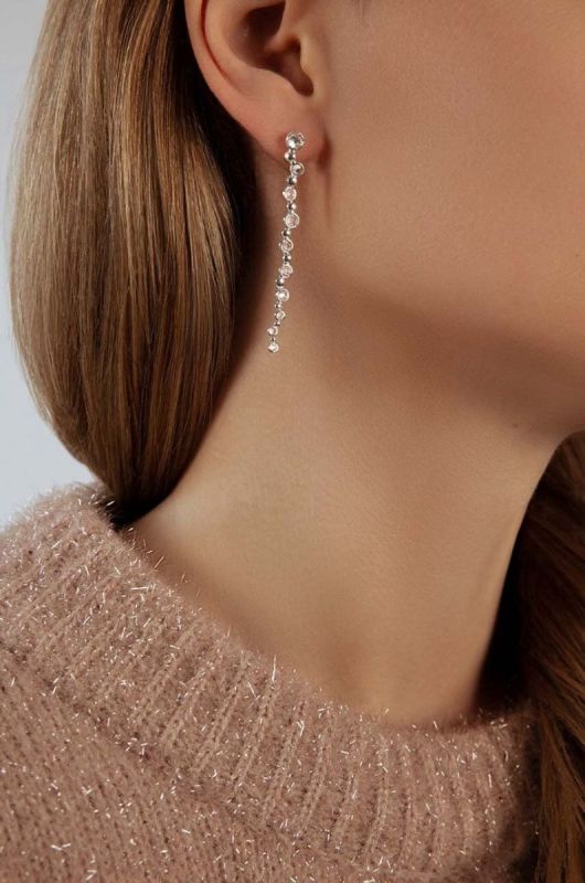 Сережки Lilou Sparkling колір срібний фото 2