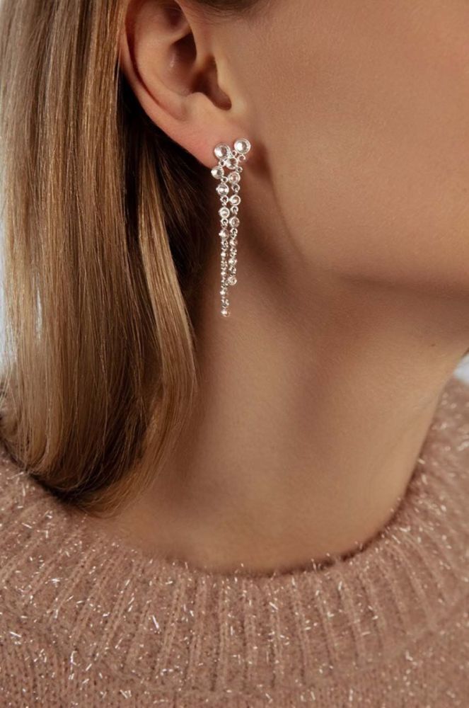 Посріблені сережки Lilou Sparkling колір срібний фото 2