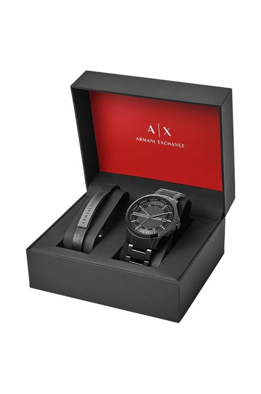 Годинник і браслет Armani Exchange колір чорний