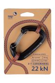 Карабіни для кріплення гамака Ticket to The Moon 22kN 2-pack колір чорний