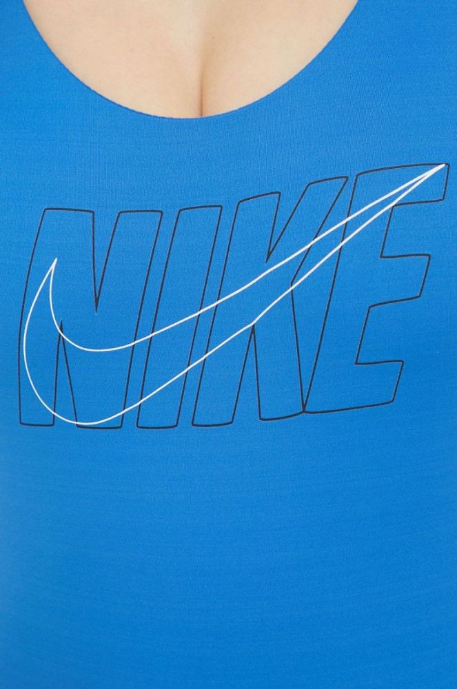 Суцільний купальник Nike Multi Logo м'яка чашечка колір блакитний фото 4