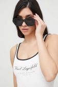 Суцільний купальник Karl Lagerfeld колір білий м'яка чашечка (3139260)