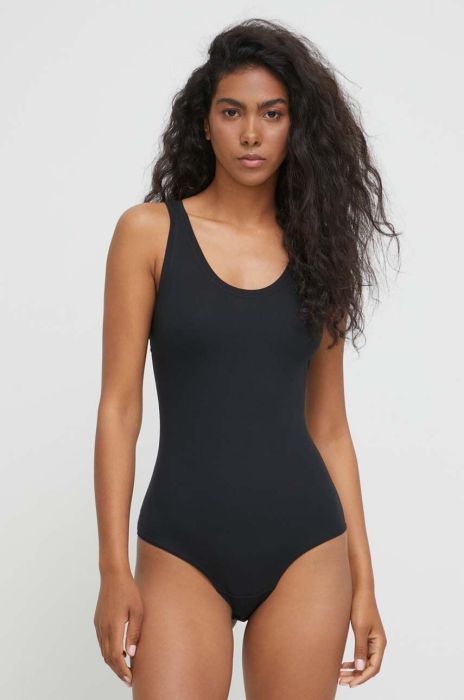 Моделююче боді Spanx колір чорний з бавовни однотонний