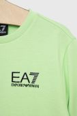 Дитяча бавовняна кофта EA7 Emporio Armani колір зелений з принтом